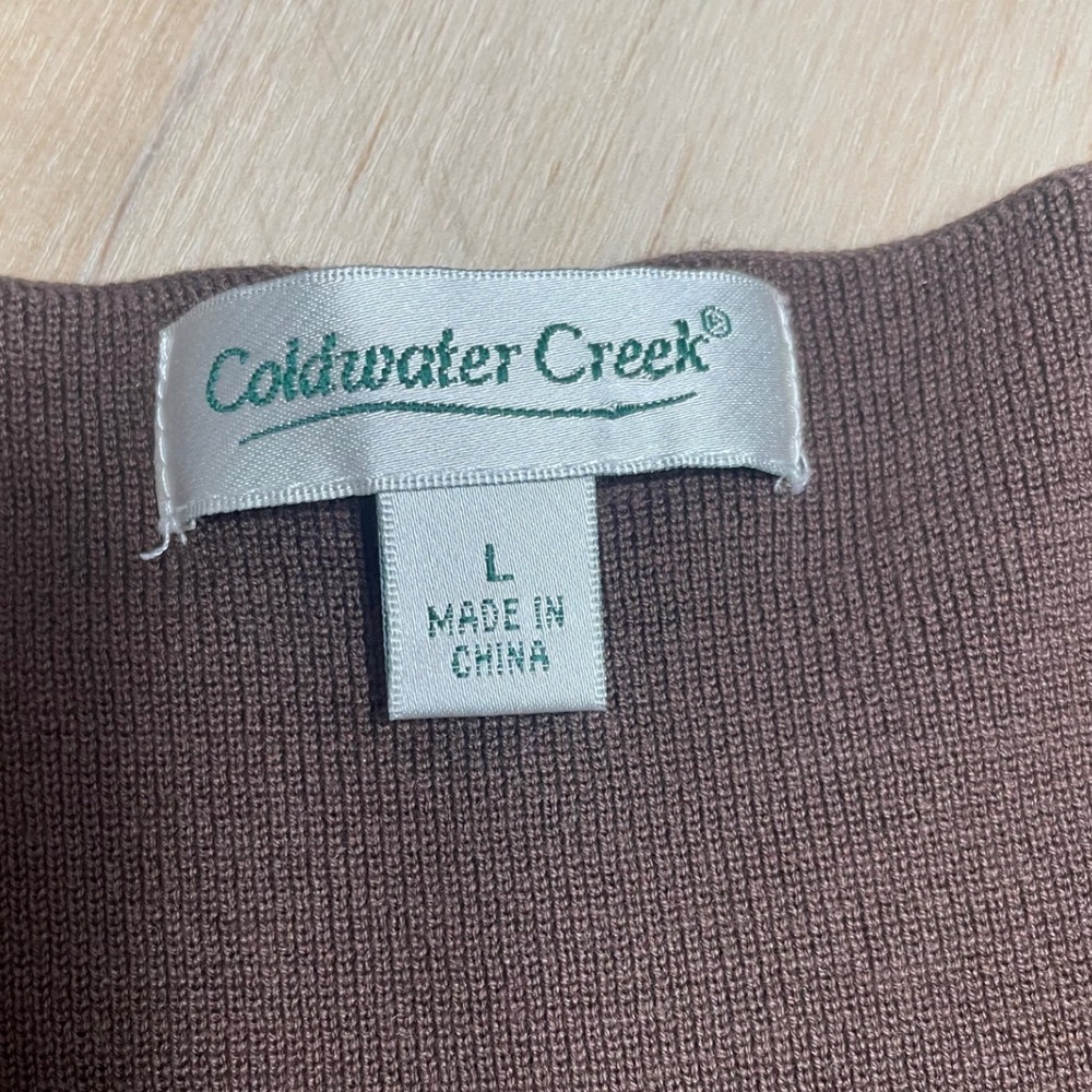 Coldwater Creek Brown Silk Cotton Knit Shell Sleeveless Sweater Top Large - Picture 2 of 8